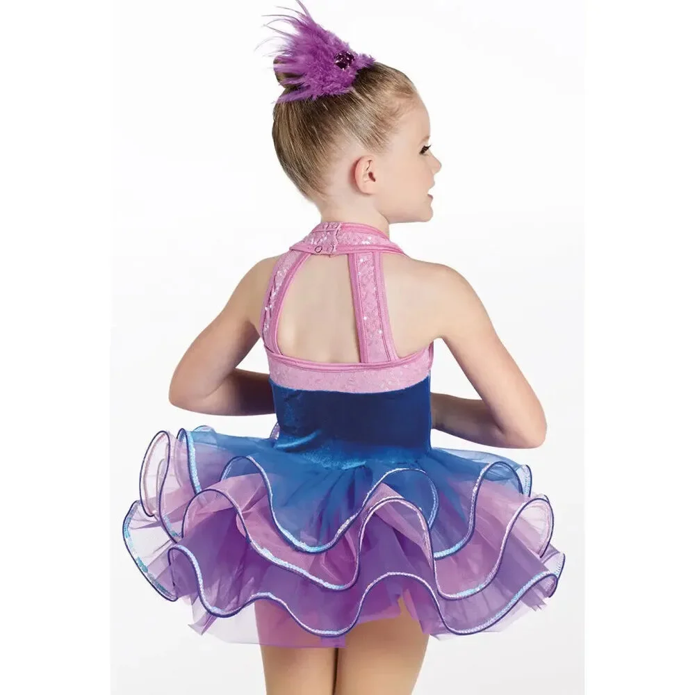 Pre-Owned Dance Costume Small Child Blue Purple Weissman 13314 Ballet Tap Dress